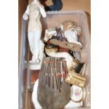 Kenyon thumb drum, flatware & Chinese figure ect