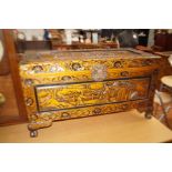 Chinese intricately carved chest on paw feet 48 x