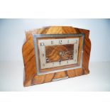 Art deco walnut cased mantle clock