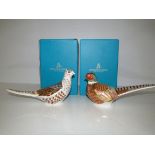 Royal Crown Derby Limited Edition (494/500) Cock & Hen Pheasants Paperweight with COA and gold stopp