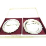 Cased pair of silver hallmarked pin trays, Maker D