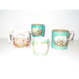4 Victorian pratt mugs & 1 goblet