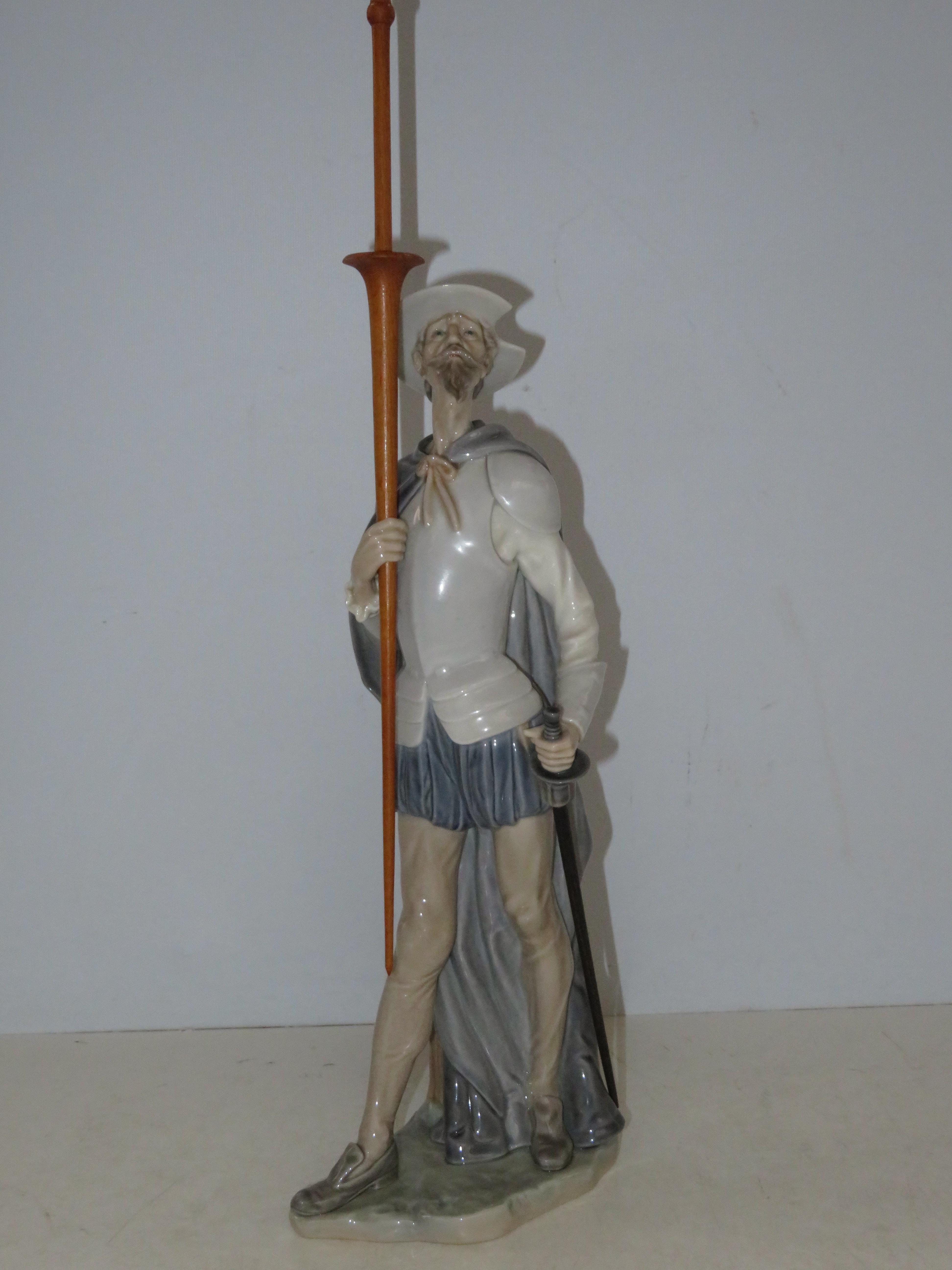 Large Lladro figure of Don Quixote holding a sword