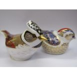 2 Royal Crown Derby Birds with Gold Stoppers