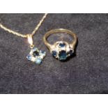 9ct Gold dress ring together with matching pendant