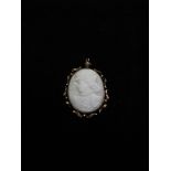 9ct Gold Cameo Pendant. Height 5cm