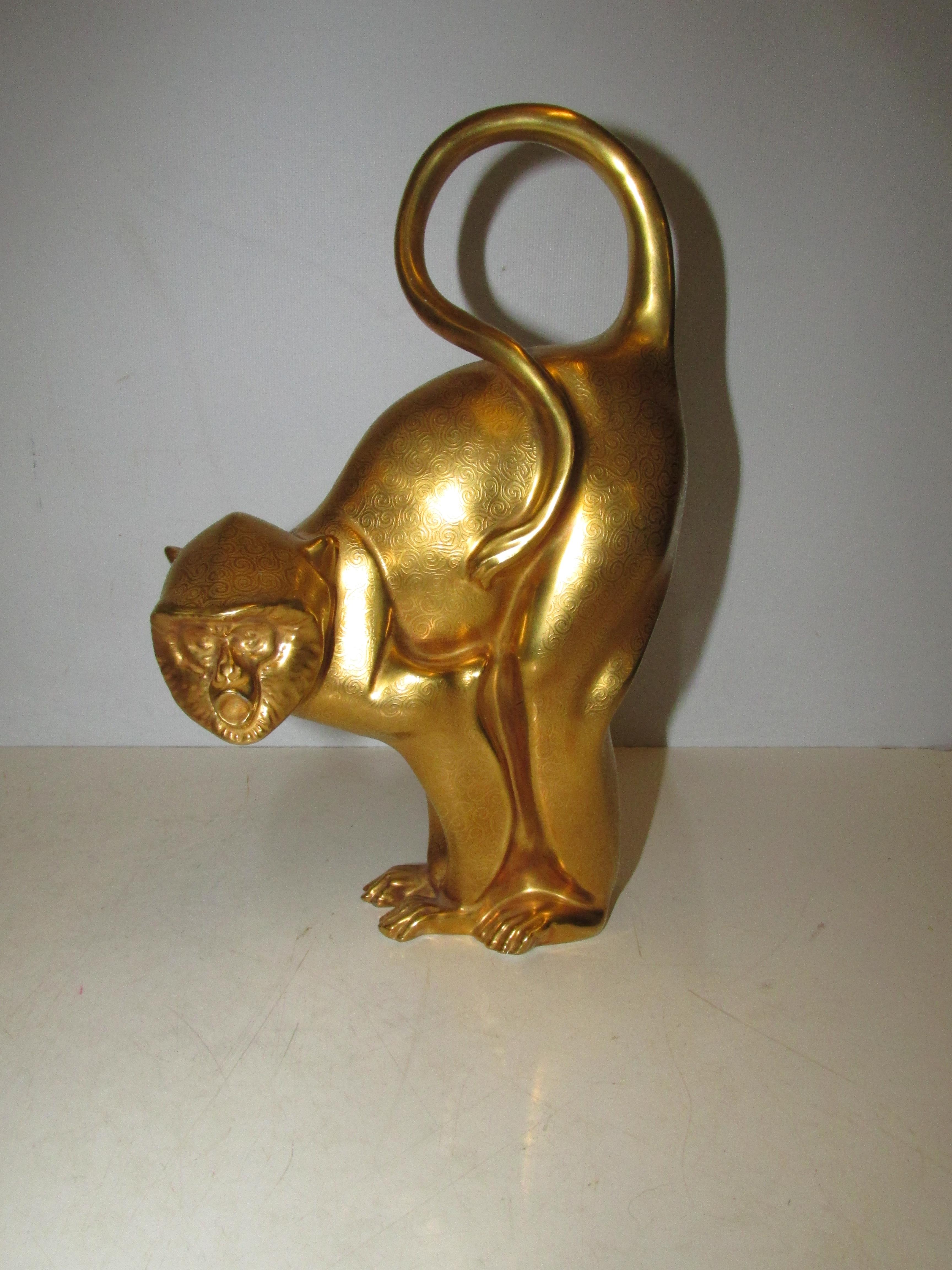 Minton Gold Coloured Monkey. Height 23cm