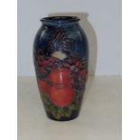 Moorcroft vase, Finches and Fruit pattern, Height 19 cm