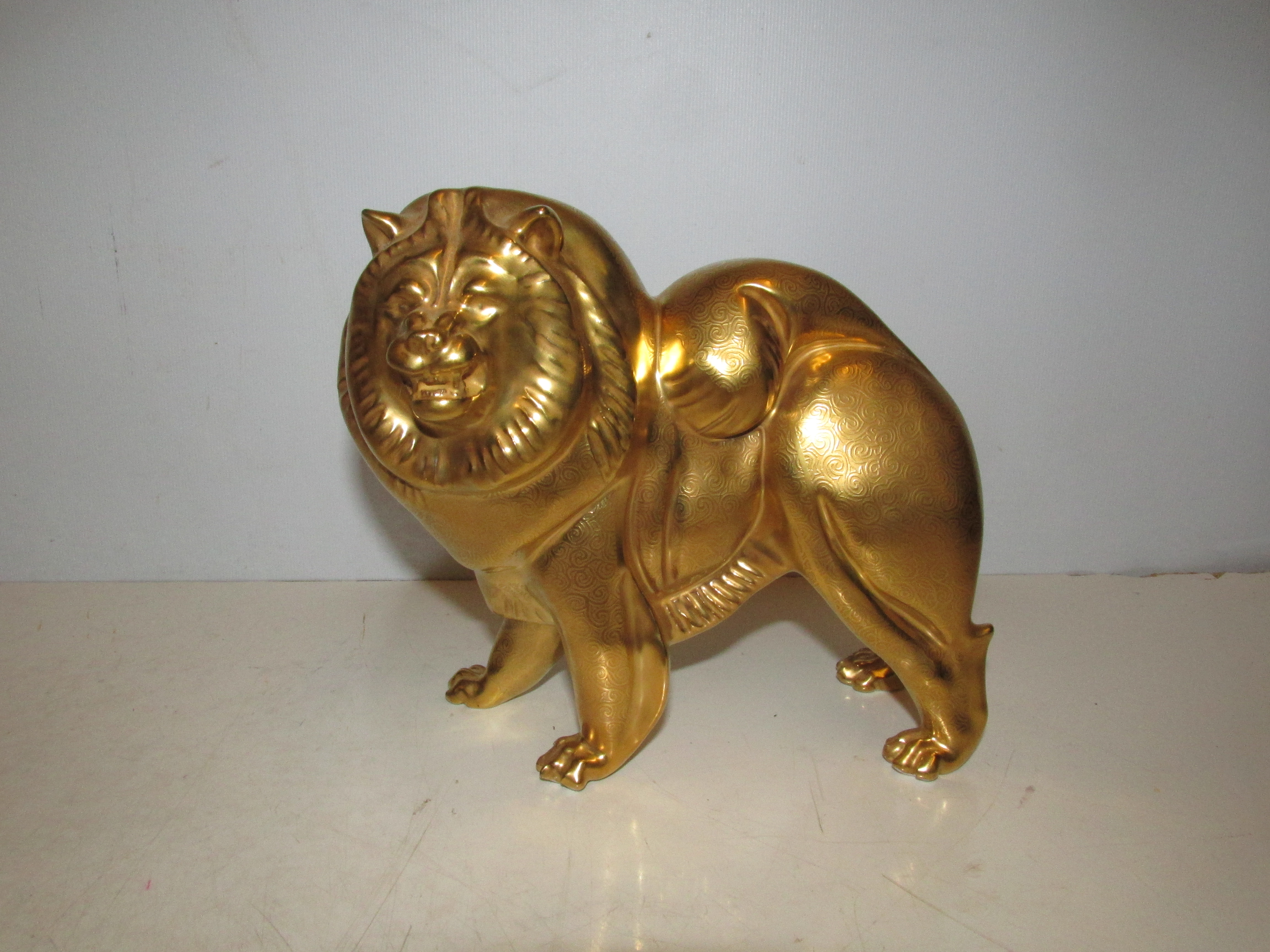 Minton Gold Coloured Lion. Height 15cm