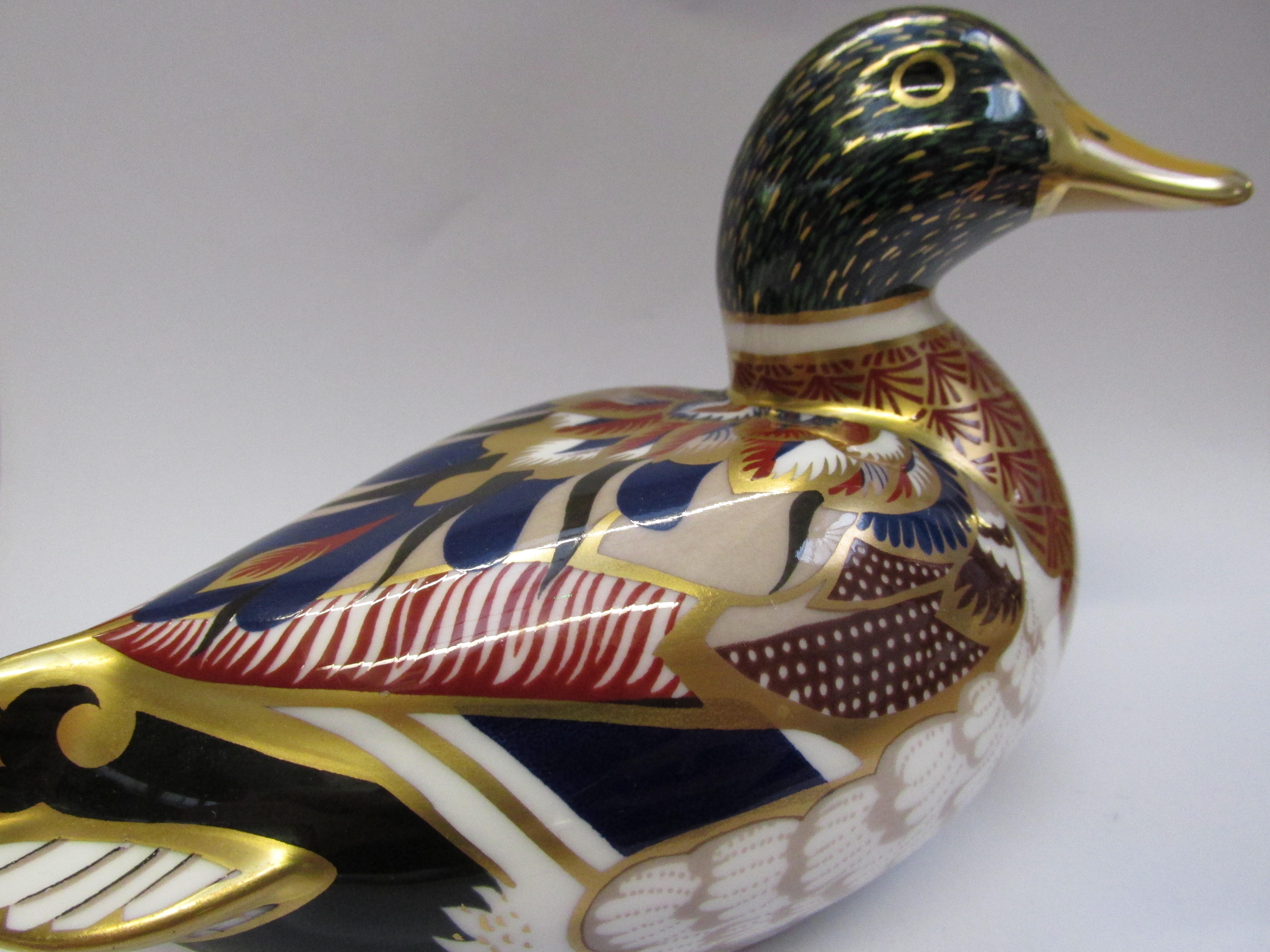 Royal Crown Derby Duck with Gold Stopper