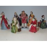 Royal Doulton Henry VIII & His 6 Wives all boxed with coa, limited edition figures King Henry VIII H