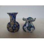 2x Millefiori small glass vases