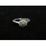 9ct White gold diamond ring Size M