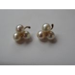 Pair of 9ct gold 3 pearl earring
