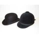 Goldtop riders peak hat together with Gieves bowle