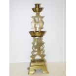 Unusual oriental brass candle stick Height 42 cm