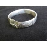 Silver engraved bangle with buckle