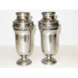 Pair of silver plated vases Height 24 cm