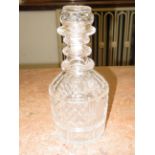 Georgian 3 ringed decanter, finely engraved with a