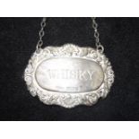 Silver hallmarked whiskey decanter label