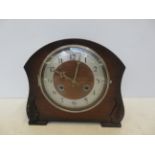 Art deco walnut cased mantle clock