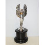 Chromed angle wings on base Height 24 cm