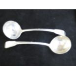 Pair of Georgian fiddle pattern ladles, faint hall