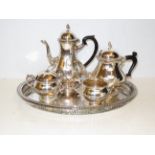 4 Piece barker Ellis tea service together with sil