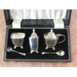 Cased silver plated condiment set