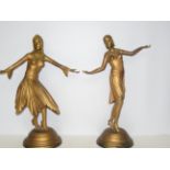 Pair of period art deco metal figures Height 54 cm