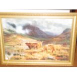 Framed highland print by louis B Hurst