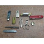 Group of pen knives & cheroot cutters ect