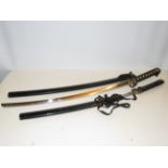 Set of 2 graduating samurai display swords with sc