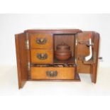 Early 20th century oak pipe cabinet & contents