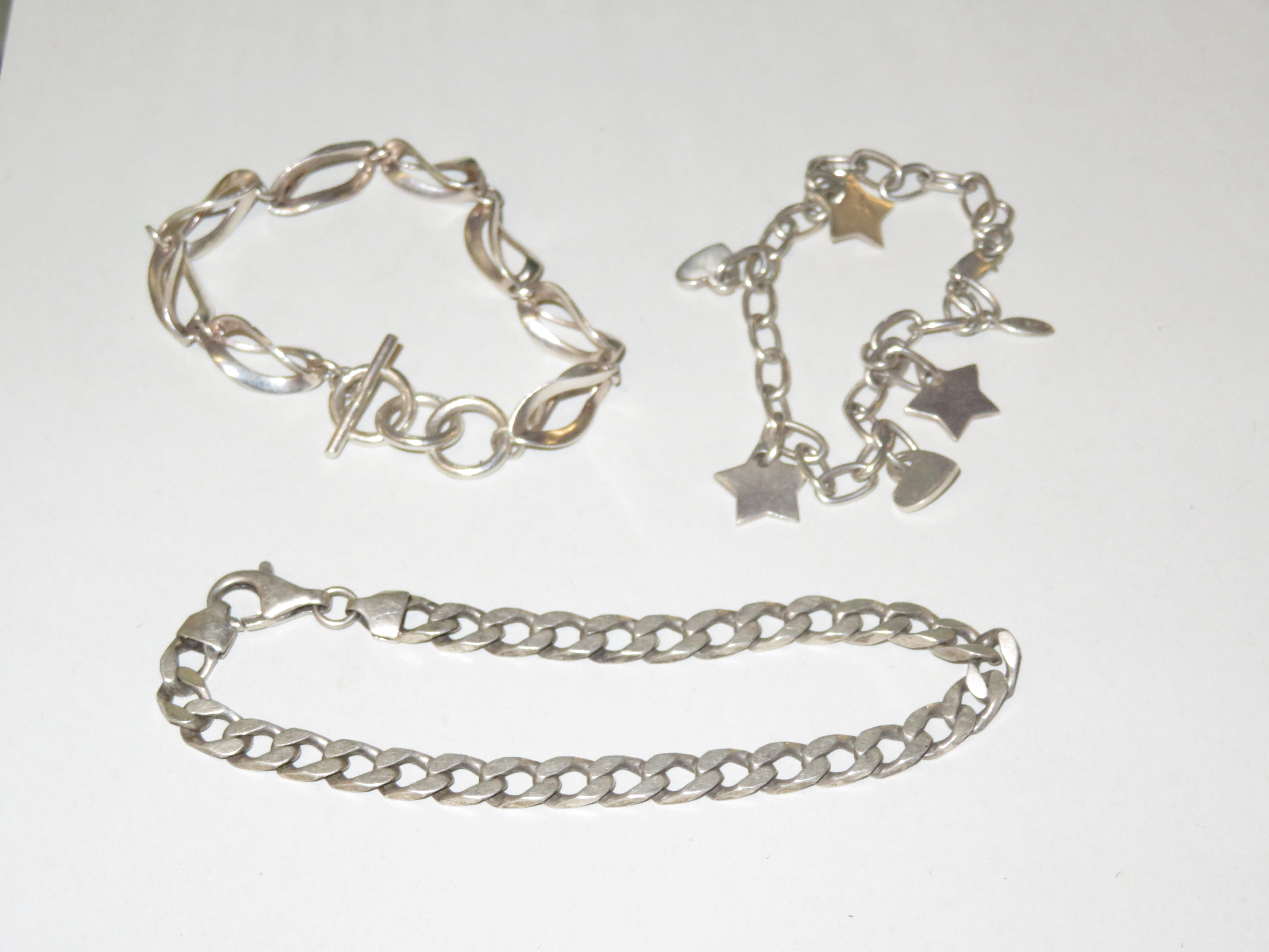 3 Silver bracelets Weight 45g