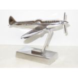 Chromed spitfire on base Length 30 cm