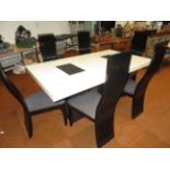 Good quality contemporary dining table & 6 mackint