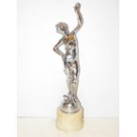 Art deco chrome figure of a lady Height 35 cm