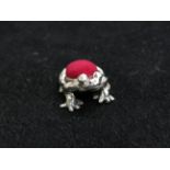 Silver frog pin cushion