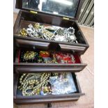 Good quality inlaid jewellery box with costume & v