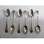 Set of 6 Georgian silver tea spoons Weight 78g