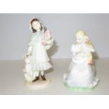 2 Coalport figures, The goose girl & A present for