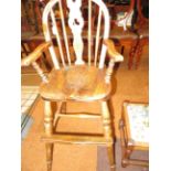 Child's wooden high chair, possibly early