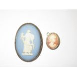 Wedgwood jasper ware pin brooch together with a ca