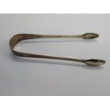 Set of Georgian silver bright cut sugar tongs