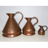 Very large copper measuring jug & 2 others Largest