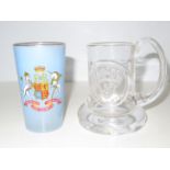 Dartington crystal commemorative mug together with