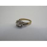 9ct Gold dress ring set with white gemstones