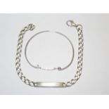 Silver Identity bracelet together with a silver ba