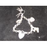 Silver charm bracelet & charms
